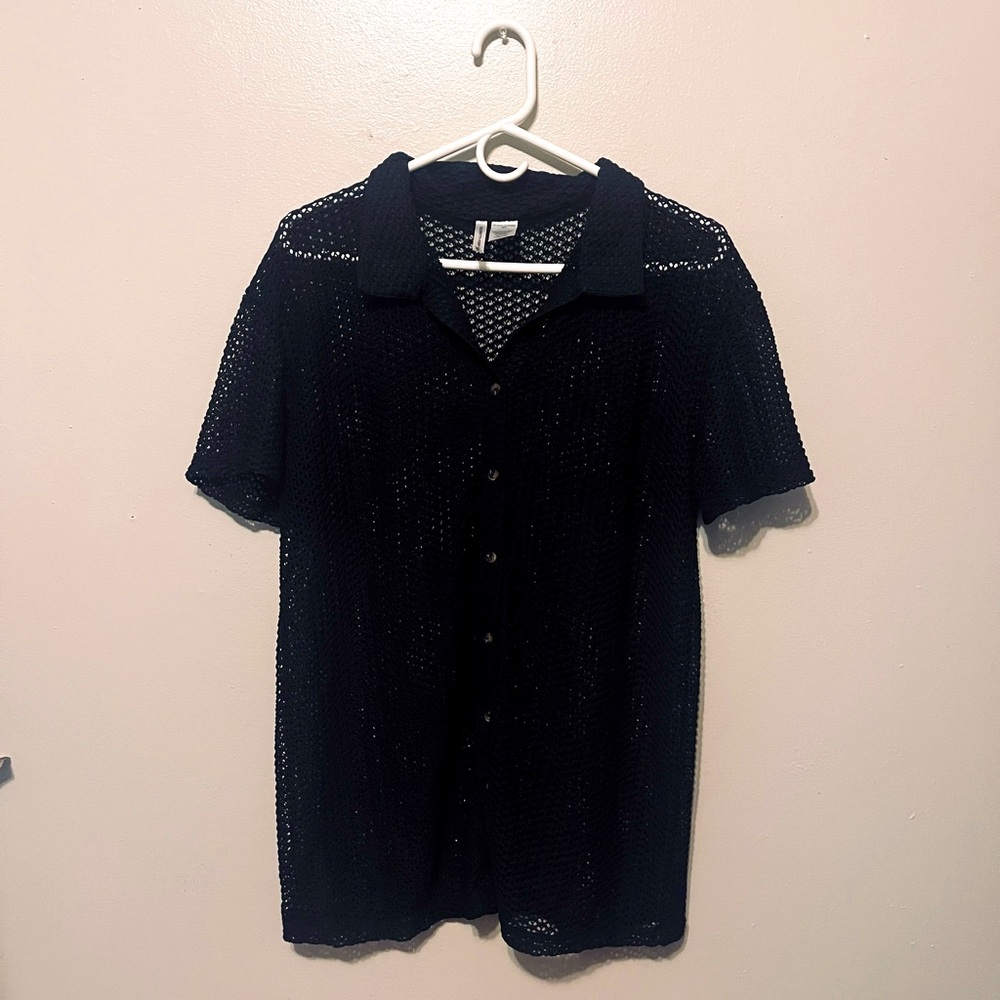 Celebrity Pink Navy Mesh Top